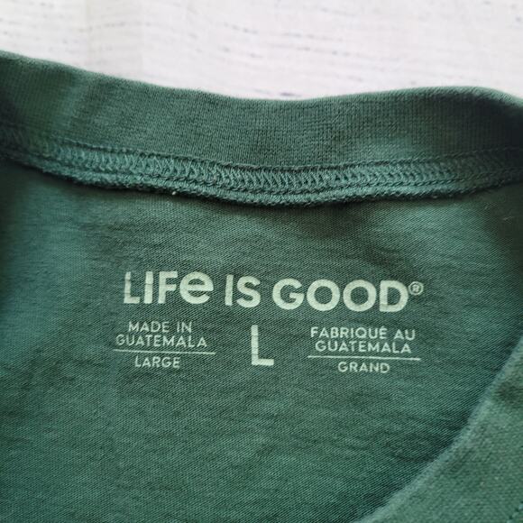 Life is Good Size L Men's Get Out Mountain Image Green Tee Nature Minimalist - Picture 6 of 7